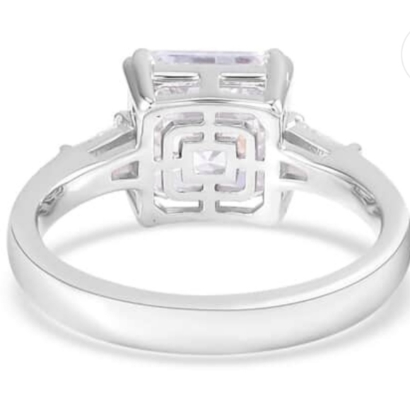 Assher Cut Lustro Stella Finest CZ Ring in Platinum over Sterling Silver Sz 9! - Picture 7 of 12